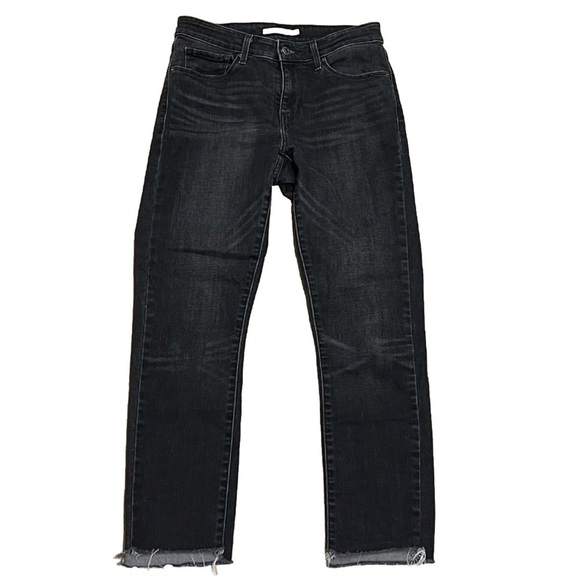 Levi’s Classic Mid Rise Skinny Charcoal Wash Crop Jeans Women’s 6 Stretch Black - Picture 1 of 11